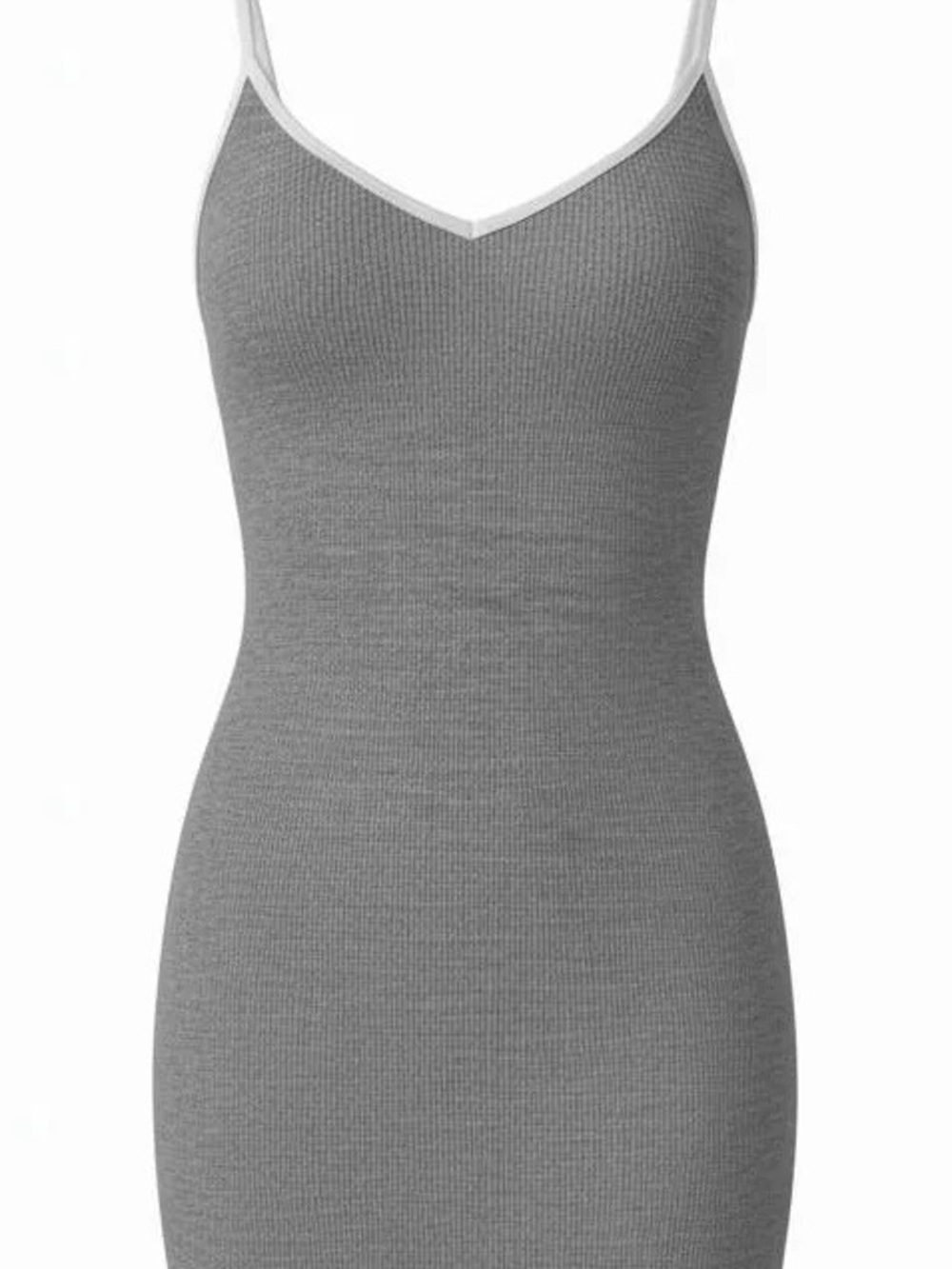 SHEIN ribbed tank dress. Gray with white trim. Size medium